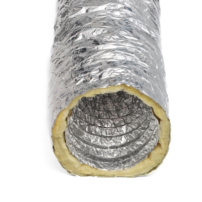 Thermal Insulation Aluminum Foil And Fiberglass Insulated Flexible Duct 4" 24" Diameter