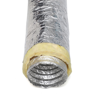 Thermal Insulation Aluminum Foil And Fiberglass Insulated Flexible Duct 4" 24" Diameter