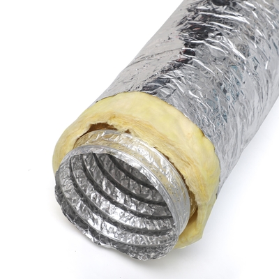 Thermal Insulation Aluminum Foil And Fiberglass Insulated Flexible Duct 4" 24" Diameter